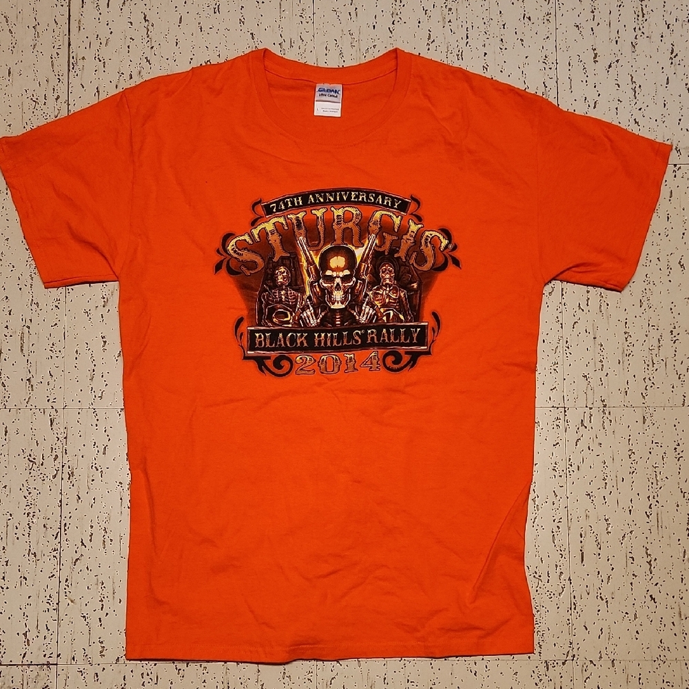 Sturgis Orange 74th Anniversary Black Hills Rally 2014 South Dakota T-Shirt